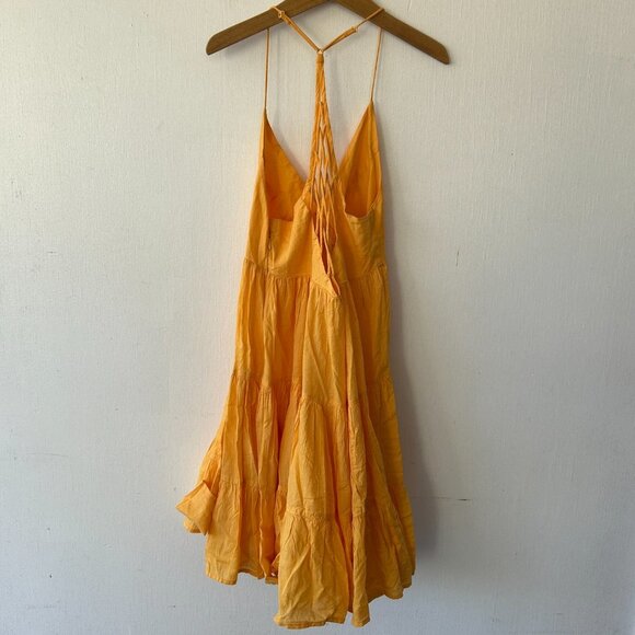 Urban Outfitters Trapeze Dress Womens Small Orange Strappy Side Zip V-neck - Picture 8 of 9